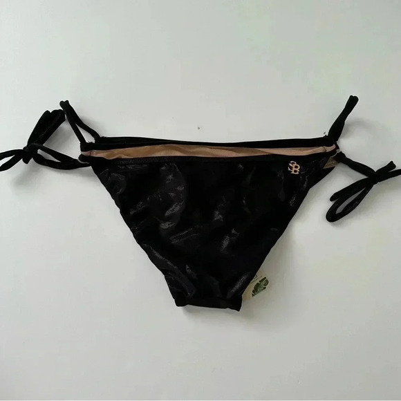 SABZ‎ Swimwear Bruna Black Strappy Bikini Bottom L Tie Side - Picture 4 of 7
